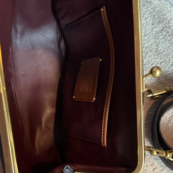 Coach Black Leather Crossbody Kisslock Bag with Gold Accents - Picture 8 of 8